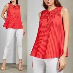 TED BAKER Sherbey Lace Pleated Sleeveless Top NWT